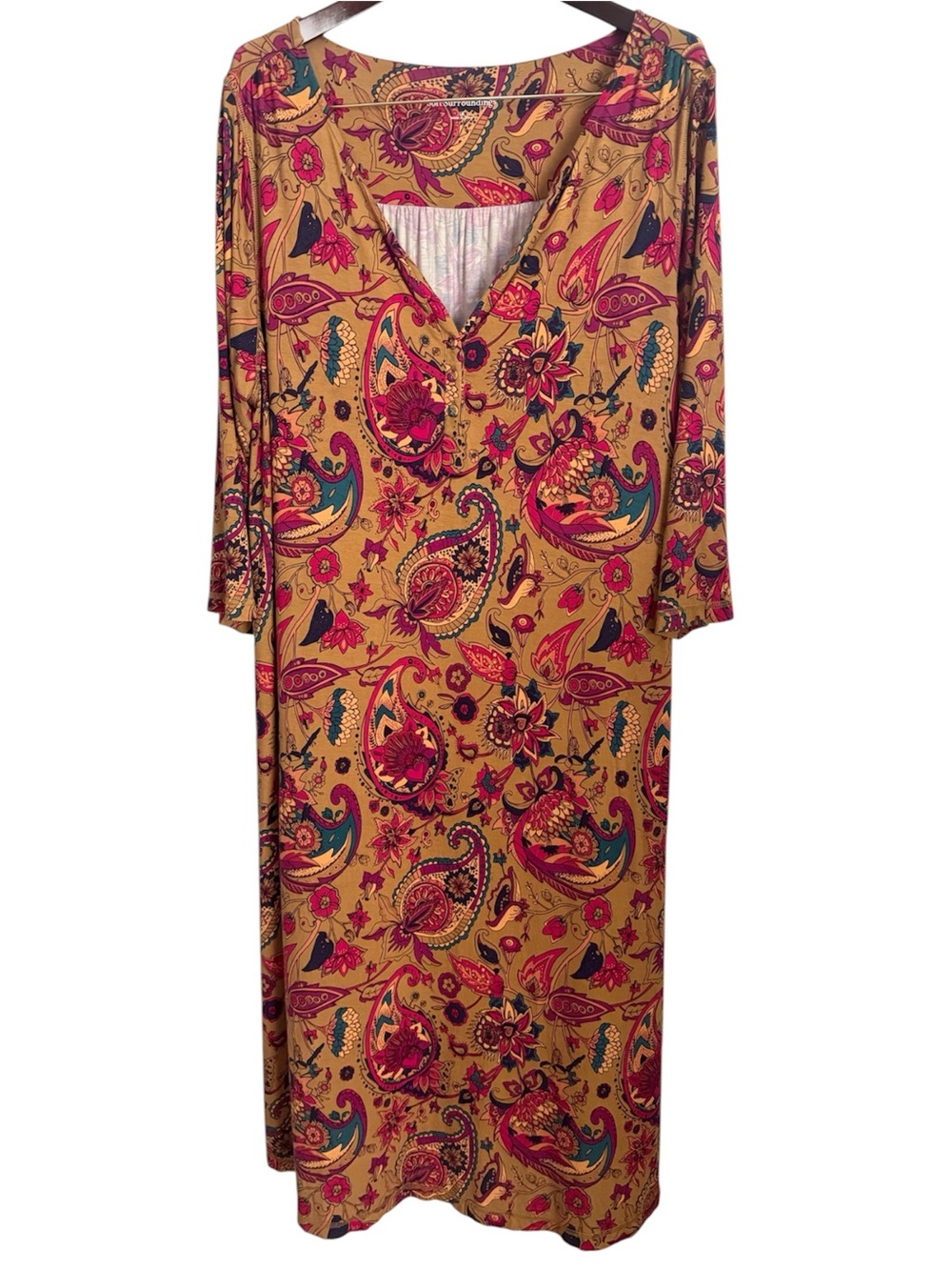Soft Surroundings Paisley Colorful Maxi Dress Pockets 1X - Picture 2 of 14